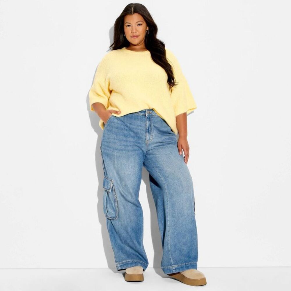 Women's Short Sleeve Crewneck Pullover Sweater - Wild Fable Yellow XXL